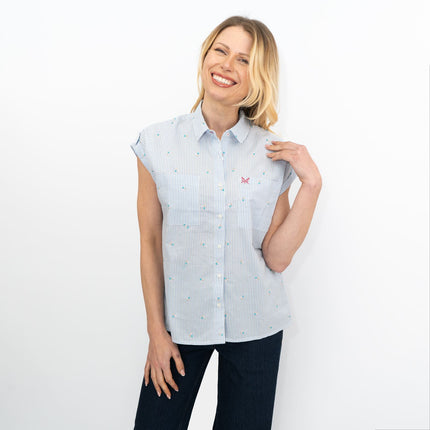 CREW CLOTHING Womens Blue Striped Embroidered Shirt