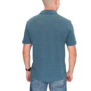 M&S Blue Pure Linen Polo Shirt - Quality Brands Outlet