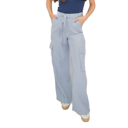 M&S Lyocell Cargo Trousers Blue-Quality Brands Outlet-