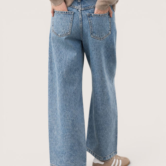 M&S Autograph High Waisted Wide Leg Jeans Indigo Cotton Lyocell - Quality Brands Outlet