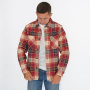 M&S Mens Cotton Rich Check Overshirt Red - Quality Brands Outlet