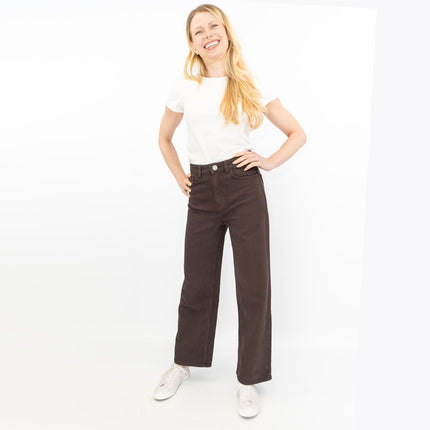 M&S Wide Leg Jeans Chocolate Brown
