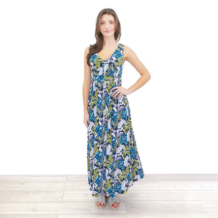 Seasalt Polmanter Jersey Dress Organic Cotton Sleeveless Maxi Print - Quality Brands Outlet