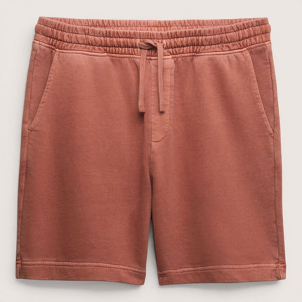 M&S Pure Cotton Jersey Shorts Elasticated Waist Relaxed Drawstring Rust Red - Quality Brands Outlet