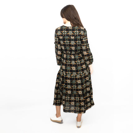 Seasalt Black Dearling Dress Tiered Patchwork-Quality Brands Outlet-
