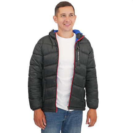 Nautica Mens Performance N83 Hooded Puffer Jacket Black-Quality Brands Outlet-