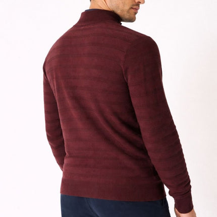 Crew Clothing Mens Jumper Half Zip Cashmere Blend Burgundy - Quality Brands Outlet