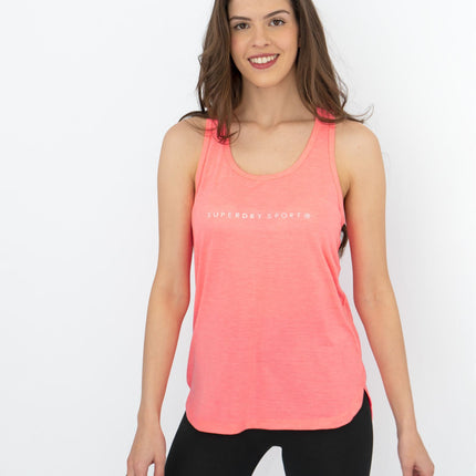 Superdry Studio Coral Pink Vest Sports Activewear Workout Gym Tops-Quality Brands Outlet-