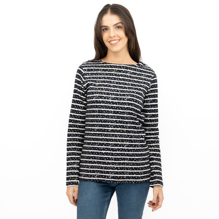Crew Clothing Womens Navy Top Ultimate Breton Stripe Stars - Quality Brands Outlet