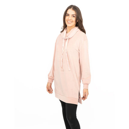 Lipsy London Pink Velour Cosy Snuggle Longline Tops Loungewear-Quality Brands Outlet-
