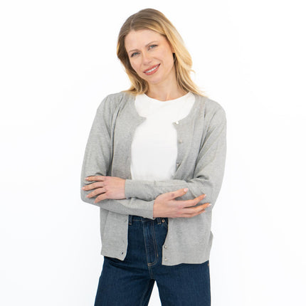 Dorothy Perkins Womens Cardigan Crew Neck Button Up Grey-Quality Brands Outlet-
