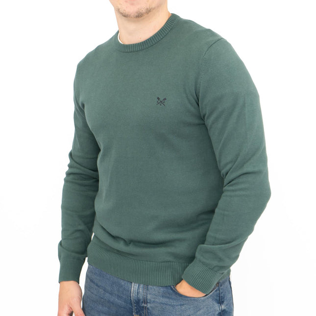 Crew Clothing Mens Knitted Jumper Long Sleeve Emerald Green-Quality Brands Outlet-