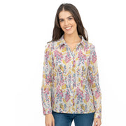 Seasalt Larissa Shirt Top Lino Foxglove Chalk Print - Quality Brands Outlet