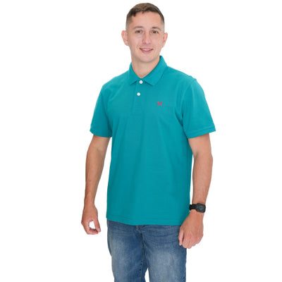 Crew Clothing Polo Shirt Classic Pique Cotton Turquoise Green - Quality Brands Outlet