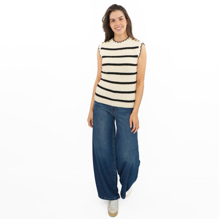 M&S Scalloped Crew Neck Button Detail Vest Tank Top - Quality Brands Outlet