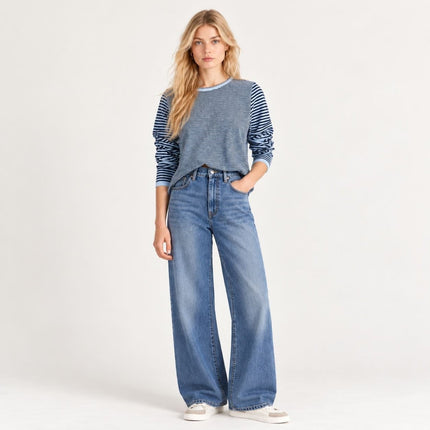 Clara Sparkle Top Long Sleeve Tee - Blue-Quality Brands Outlet-