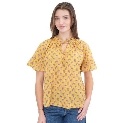 Joules Yellow Melissa Blouse Short Sleeve - Quality Brands Outlet