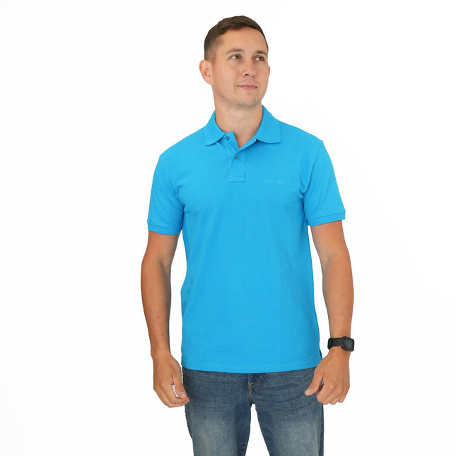 Script Logo Blue Pique Polo Shirts Short Sleeve Tops