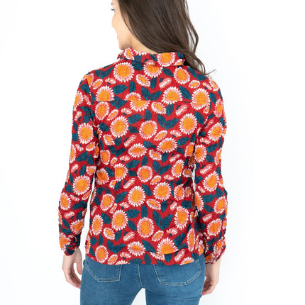 Seasalt Larissa Red Daisies Shirt Long Sleeve Cotton Button-Up Tops-Quality Brands Outlet-