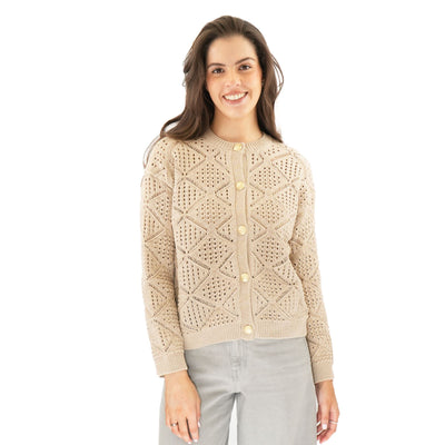 M&S Pointelle Knitted Cappuccino Cardigan - Quality Brands Outlet