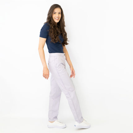 M&S Cotton Rich Tapered Ankle Grazer Chinos Pale Lilac-Quality Brands Outlet-