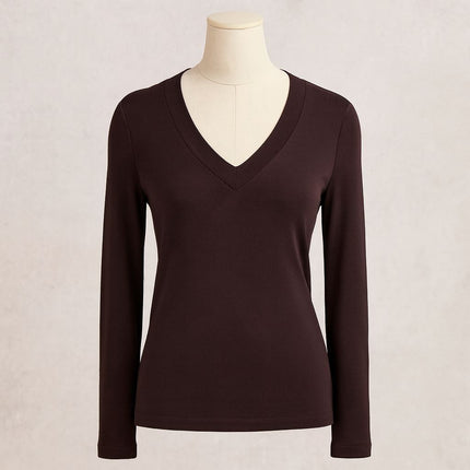 Brady V-Neck Tops Plum Long Sleeve-Quality Brands Outlet-