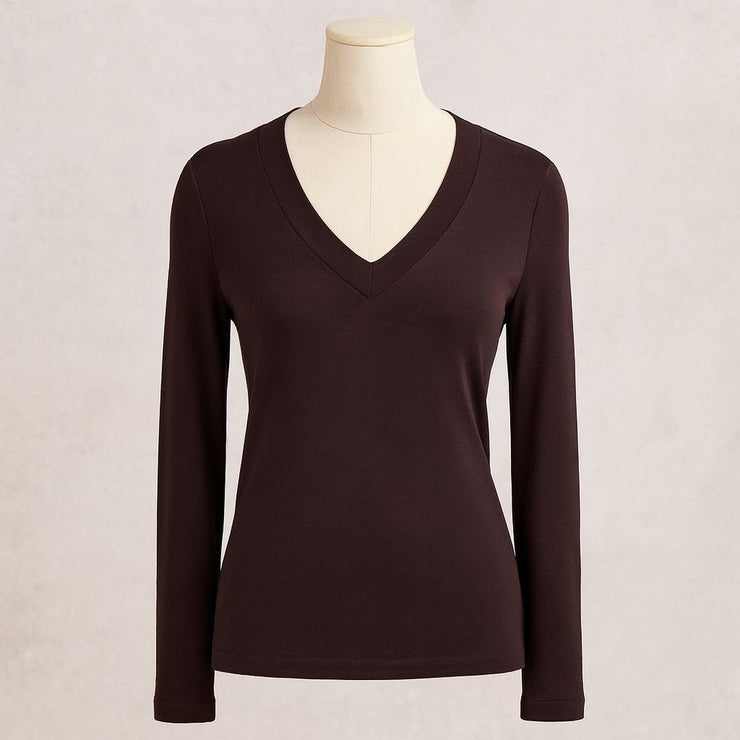 Brady V - Neck Tops Plum Long Sleeve - Quality Brands Outlet