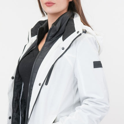 3-in-1 Waterproof Ski Jacket White with Detachable Insert-Quality Brands Outlet-