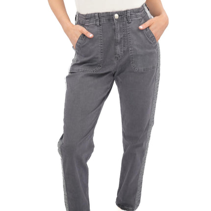 M&S Cotton Rich Slim Fit Trousers Stretch Elasticated Cuff Navy - Quality Brands Outlet
