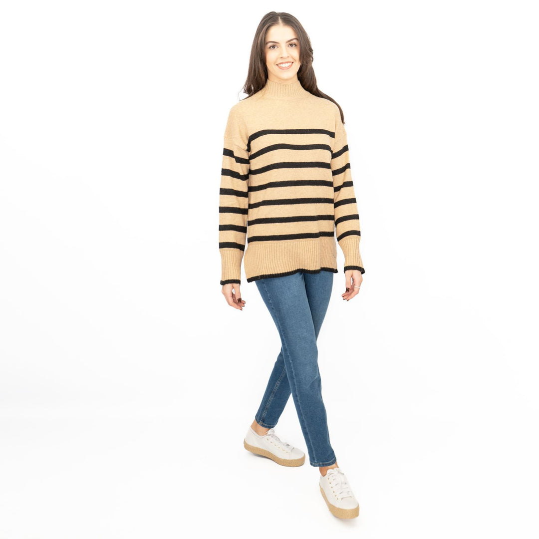 Nobodys Child Beige Striped Funnel Neck Longline Jumper Quality