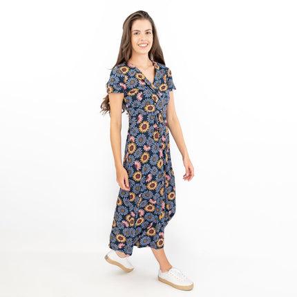 Seasalt Navy Sunflower Chapelle Jersey Midi Dress-Quality Brands Outlet-