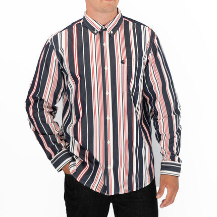 Premium Brand Long Sleeve Navy Striped Shirt-Quality Brands Outlet-