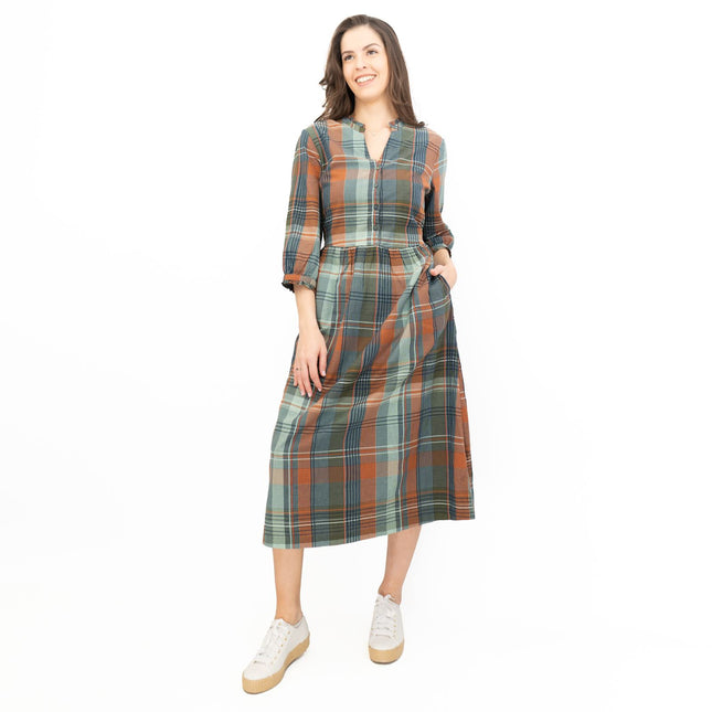 Seasalt Fair Green Check Midi Dress-Quality Brands Outlet-