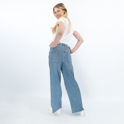 M&S Women's Wide Leg Jeans Light Denim