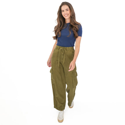 M&S Lyocell Cargo Trousers Khaki-Quality Brands Outlet-