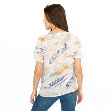 Seasalt Dancing Light White Print Short Sleeve Lightweight Summer Tops-Quality Brands Outlet-