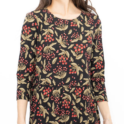 Seasalt Black Line Strokes Floral Midi Dress-Quality Brands Outlet-