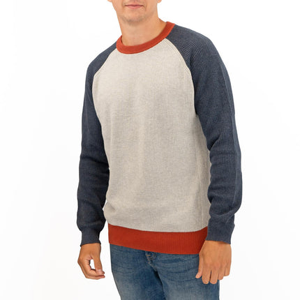 White Stuff Mens Pentire Crew Neck Grey Colour Block Jumper - Quality Brands Outlet