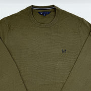 Crew Clothing Mens Knitted Jumper Long Sleeve Khaki Green - Quality Brands Outlet