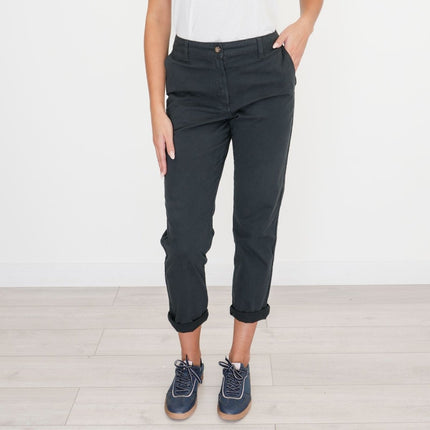 M&S Cotton Rich Tapered Ankle Grazer Chinos Black-Quality Brands Outlet-
