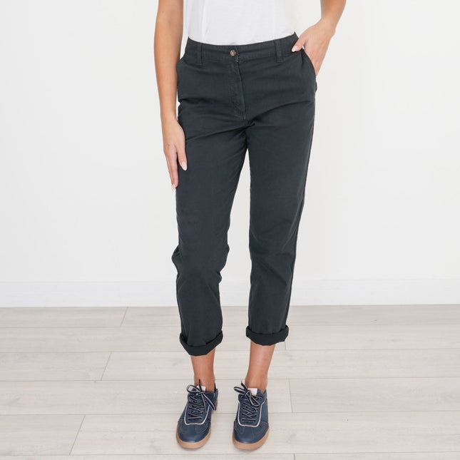 M&S Cotton Rich Tapered Ankle Grazer Chinos Black - Quality Brands Outlet