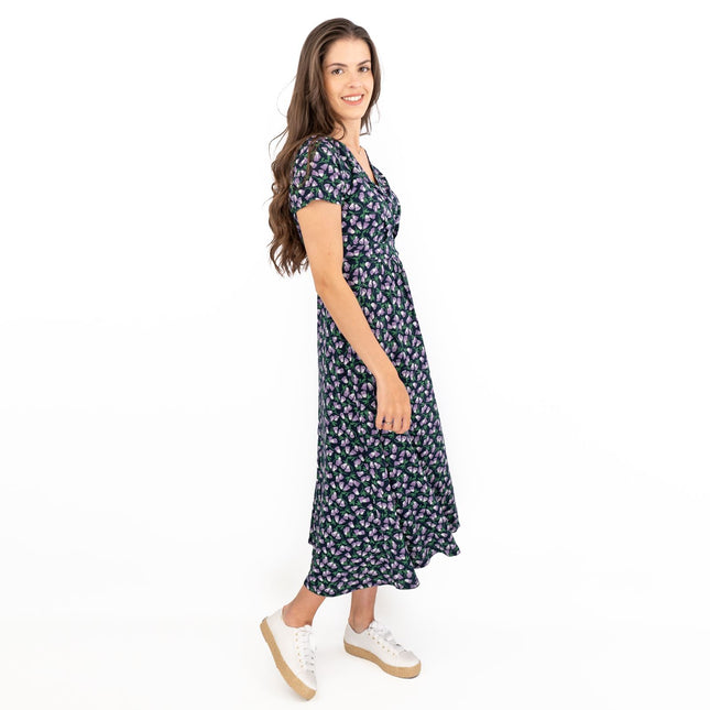 Seasalt Navy Floral Chapelle Jersey Midi Dress-Quality Brands Outlet-
