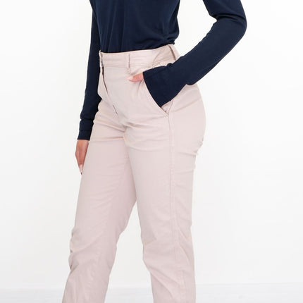 M&S Cotton Rich Tapered Ankle Grazer Chinos Pink-Quality Brands Outlet-