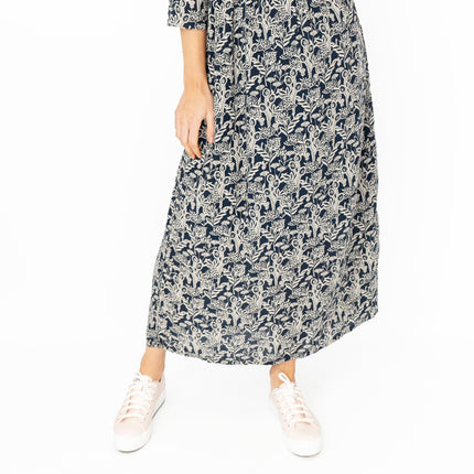 Seasalt Navy Floral Feather Slate Midi Dress-Quality Brands Outlet-
