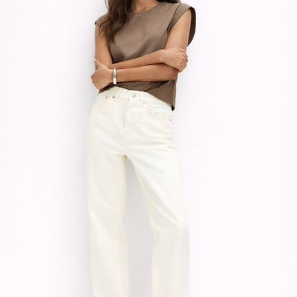 M&S Boyfriend Jean Ankle Grazer Cream Ivory Relaxed Fit Denim - Quality Brands Outlet