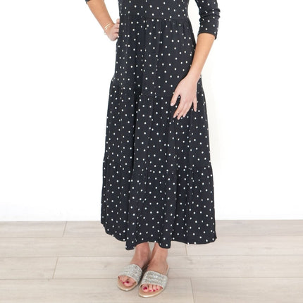 Seasalt Line Strokes Dress in Black with Polka Dot - Quality Brands Outlet