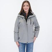 3-in-1 Waterproof Ski Jacket Grey with Detachable Insert