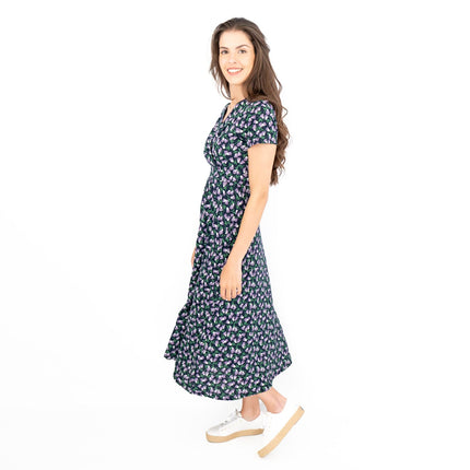 Seasalt Navy Floral Chapelle Jersey Midi Dress-Quality Brands Outlet-