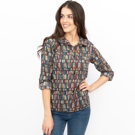 Seasalt Larissa Shirt Long Sleeve Teal Multicolour-Quality Brands Outlet-