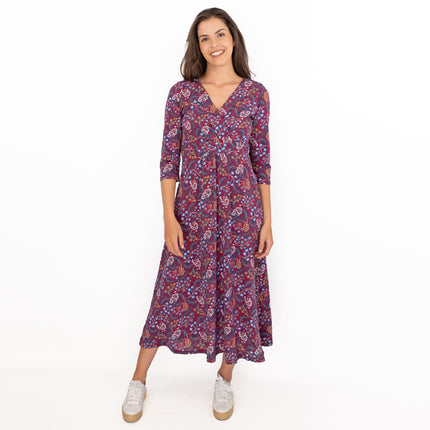 Seasalt Red Floral Chacewater Jersey Midi Dress-Quality Brands Outlet-